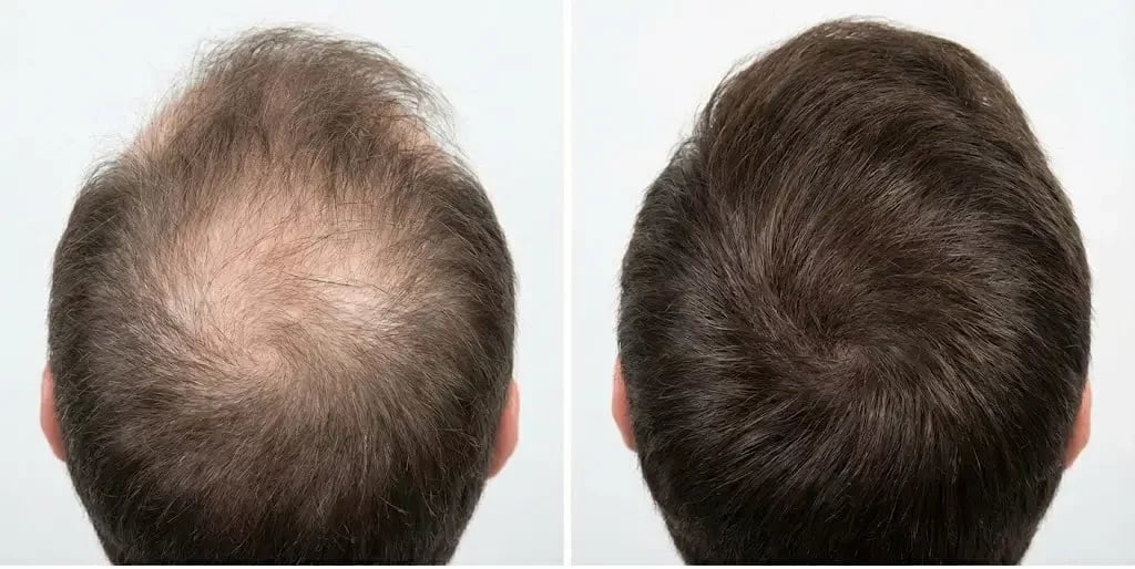 Un confronto clinico ultra-realistico evidenzia la caduta dei capelli indotta da carenza proteica. Confronto clinico ultra-realistico che mostra la caduta dei capelli dovuta a carenza proteica