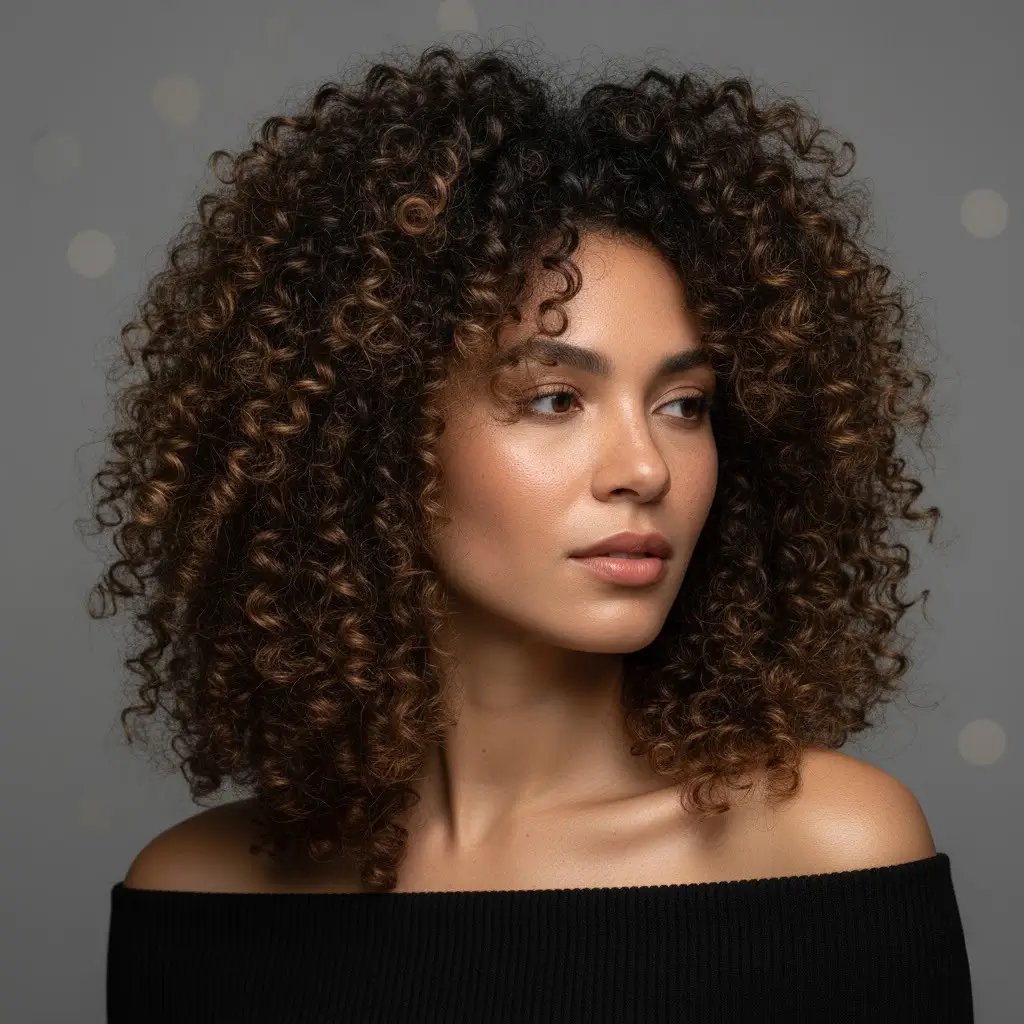 Bob corto rizado con volumen de textura natural