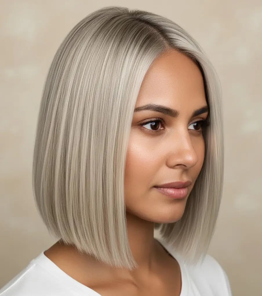 Corte de pelo lob a la altura de los hombros con capas ligeras