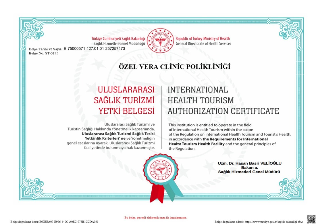 Republic of Turkey Ministry of Health - International Health Tourism Authorization Certificate